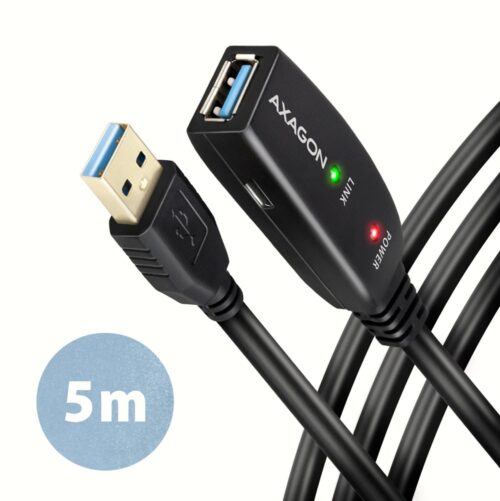 Kabel przedłużacz/repeater Axagon ADR-305 USB 3.2 Gen 1 A-M -> A-F active extension/repeater cable 5m - Kabel - Digital/Daten kabel USB USB 3.2 Gen 1 (3.1 Gen 1) USB A Czarny