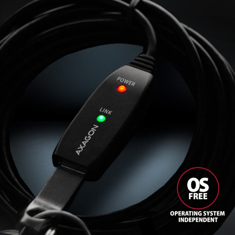 Kabel przedłużacz/repeater Axagon ADR-305 USB 3.2 Gen 1 A-M -> A-F active extension/repeater cable 5m - Kabel - Digital/Daten kabel USB USB 3.2 Gen 1 (3.1 Gen 1) USB A Czarny