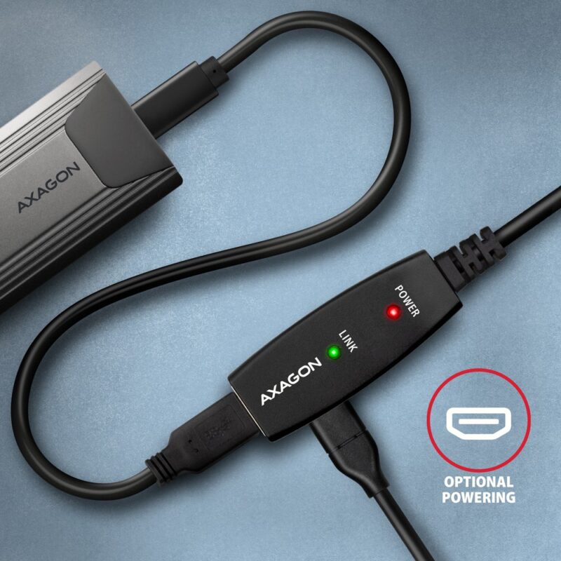 Kabel przedłużacz/repeater Axagon ADR-305 USB 3.2 Gen 1 A-M -> A-F active extension/repeater cable 5m - Kabel - Digital/Daten kabel USB USB 3.2 Gen 1 (3.1 Gen 1) USB A Czarny