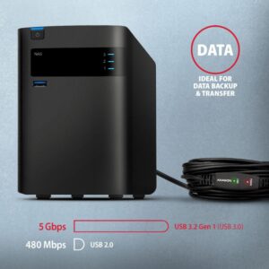 Kabel przedłużacz/repeater Axagon ADR-305 USB 3.2 Gen 1 A-M -> A-F active extension/repeater cable 5m - Kabel - Digital/Daten kabel USB USB 3.2 Gen 1 (3.1 Gen 1) USB A Czarny
