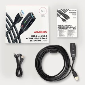 Kabel przedłużacz/repeater Axagon ADR-305 USB 3.2 Gen 1 A-M -> A-F active extension/repeater cable 5m - Kabel - Digital/Daten kabel USB USB 3.2 Gen 1 (3.1 Gen 1) USB A Czarny