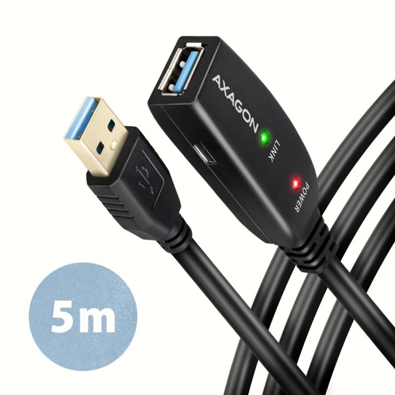 Kabel przedłużacz/repeater Axagon ADR-305 USB 3.2 Gen 1 A-M -> A-F active extension/repeater cable 5m - Kabel - Digital/Daten kabel USB USB 3.2 Gen 1 (3.1 Gen 1) USB A Czarny