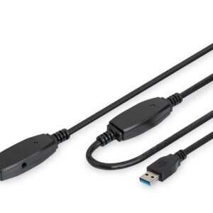 Kabel przedłużający USB 3.0 SuperSpeed 15mTyp USB A/USB A M/Ż aktywny czarny 15m