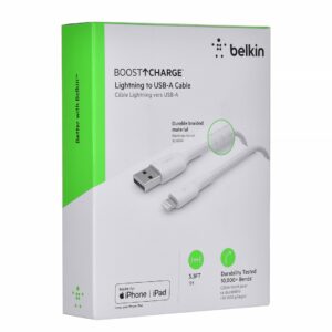 Kabel Belkin BoostCharge Braided Lightning to USB-A Cable 1m oplot White