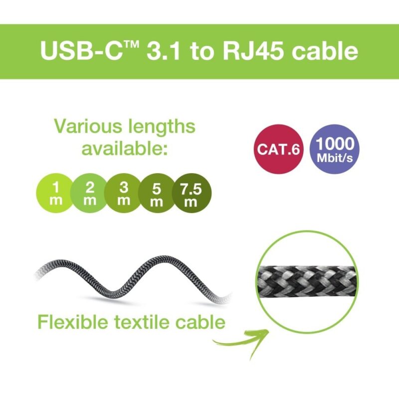 Techly ICOC U3C-RJ45-030 kabel sieciowy Srebrny, Czarny 3 m Cat6 F/UTP (FTP)