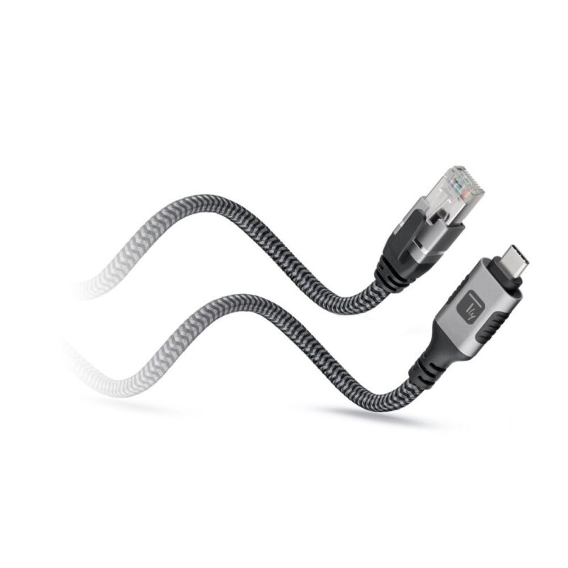 Techly ICOC U3C-RJ45-010 kabel sieciowy Srebrny, Czarny 1 m Cat6 F/UTP (FTP)