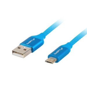 Kabel Lanberg Premium CA-USBM-20CU-0010-BL (USB 2.0 - Micro USB typu B ; 1m; kolor niebieski)