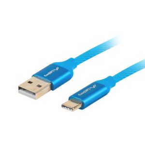 Kabel Lanberg Premium QC 3.0 CA-USBO-22CU-0018-BL (USB 2.0 typu A M - USB typu C M; 1,8m; kolor niebieski)