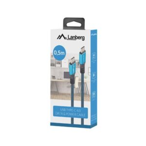 LANBERG KABEL USB-C M/M 4.0 0.5M 100W 8K 30HZ CA-CMCM-45CU-0005-BK
