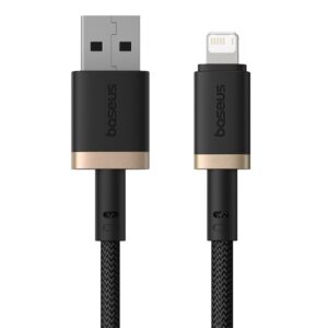 zdjecie-1750868402.jpg Baseus Dura USB‑A → Lightning 2.4 A | Kabel 1 m | Czarno‑złoty pleciony
