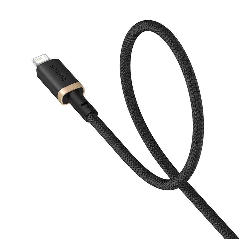 zdjecie-1750868403.jpg Baseus Dura USB‑A → Lightning 2.4 A | Kabel 1 m | Czarno‑złoty pleciony