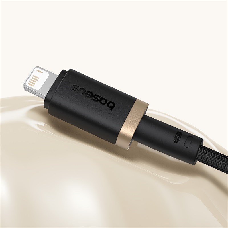 zdjecie-1750868407.jpg Baseus Dura USB‑A → Lightning 2.4 A | Kabel 1 m | Czarno‑złoty pleciony