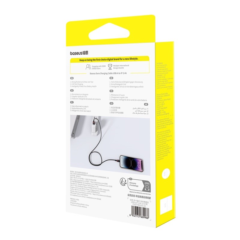 Kabel Baseus Dura 2.4A 1m (czerwono-czarny)