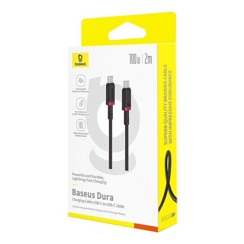 Kabel Baseus Dura Typ C-Typ C 100W 2m (czerwono-czarny)