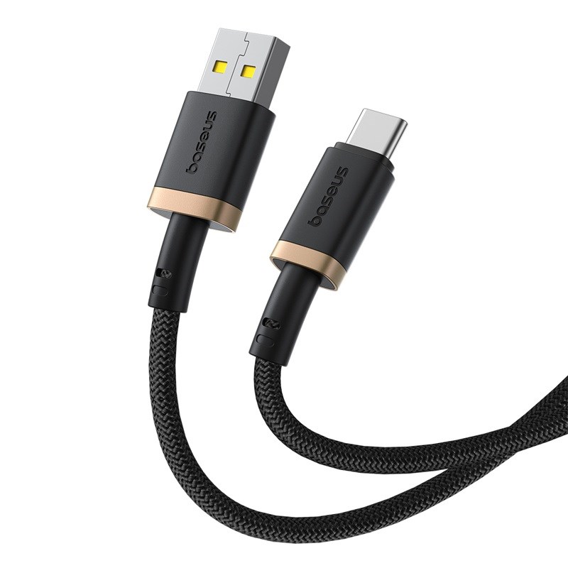 zdjecie-1750868513.jpg Baseus Dura USB‑A do USB‑C 60 W | Kabel 2 m | Czarny‑złoty oplot