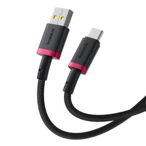 Baseus Dura USB‑A do USB‑C 60 W | Kabel 1 m | Czerwono‑czarny oplot