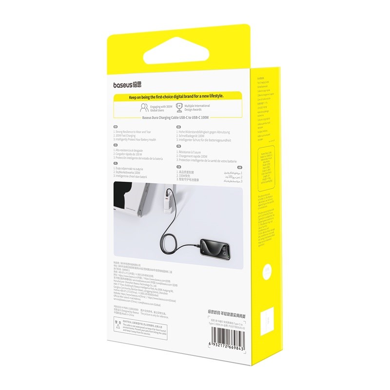 Kabel Baseus Dura Typ C-Typ C 100W 1m czarno-złoty