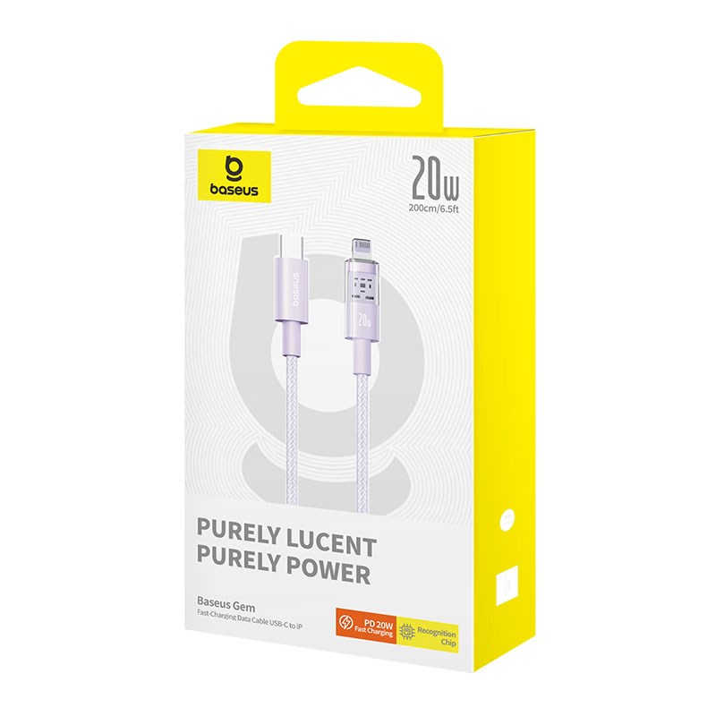 Kabel Baseus Gem USB C-IP 20W 2m (fioletowy)