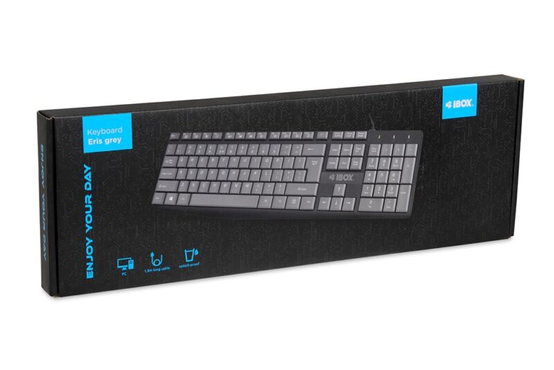 IBOX Eris | przewodowa klawiatura USB | szara, ergonomiczna