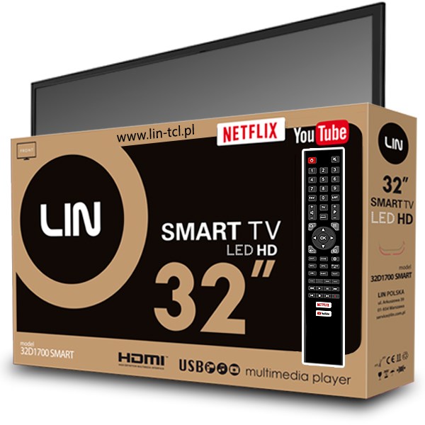 Telewizor TV 32" LIN 32D1700 SMART HD Ready DVB-T2
