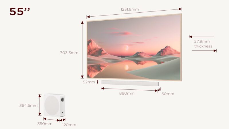 Telewizor TCL NXTFrame 55A300 PRO QLED 55'' 4K Ultra HD 144Hz Google TV Dolby Vision IQ Biały