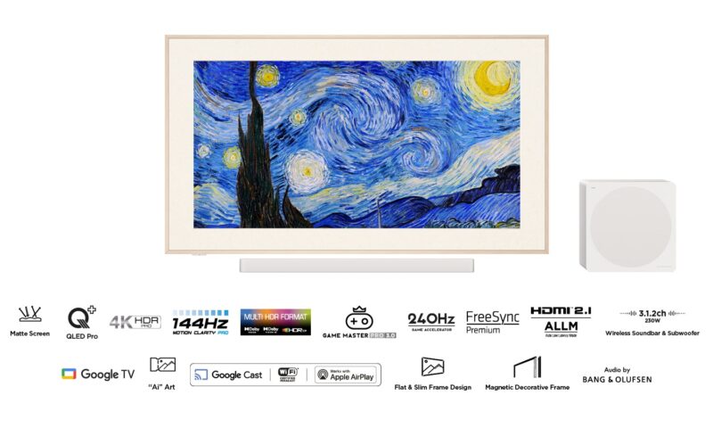 Telewizor TCL NXTFrame 55A300 PRO QLED 55'' 4K Ultra HD 144Hz Google TV Dolby Vision IQ Biały
