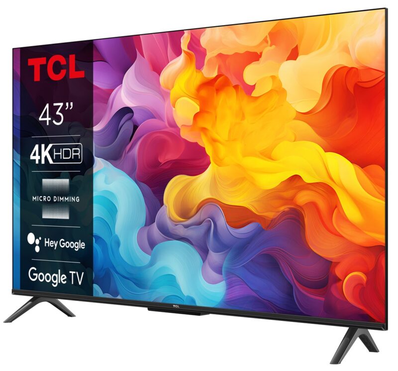 Telewizor TCL 43P655 LED 43'' 4K Ultra HD Google TV Dolby Vision DVB-T2 Czarny