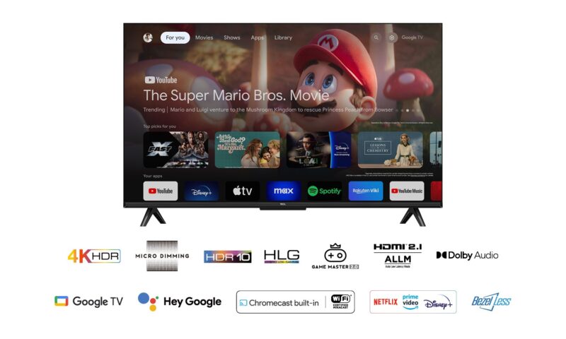 Telewizor TCL 43P655 LED 43'' 4K Ultra HD Google TV Dolby Vision DVB-T2 Czarny
