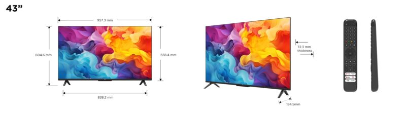 Telewizor TCL 43P655 LED 43'' 4K Ultra HD Google TV Dolby Vision DVB-T2 Czarny