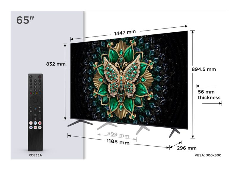Telewizor TCL 65C6K QD-Mini-LED 65" 4K Ultra HD 144 Hz Google TV Dolby Vision IQ Metaliczny