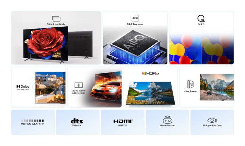 Telewizor TCL 65P7K QLED 65'' 4K Ultra HD Google TV Dolby Atmos DVB-T2 Metaliczny