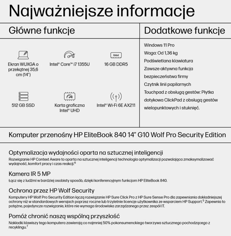 HP EliteBook 840 G10 | i7-1355U | 16GB RAM | 512GB SSD | WUXGA | Win11 Pro