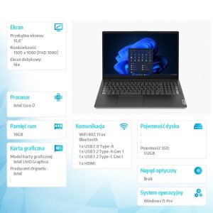 Laptop V15 G4 83A100QLPB W11Pro i7-13620H/8GB/512GB/INT/15.6 FHD/Business Black/3YR OS