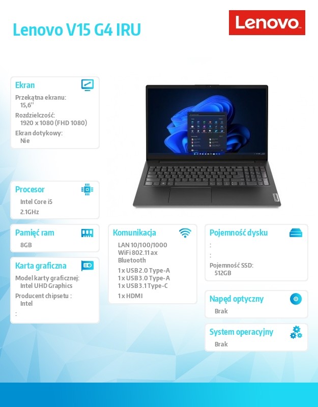 Laptop V15 G4 83A100Q5PB W11P i5-13420H/8GB+8GB/512GB/INT/15.6 cala/FHD/Business Black/3Y