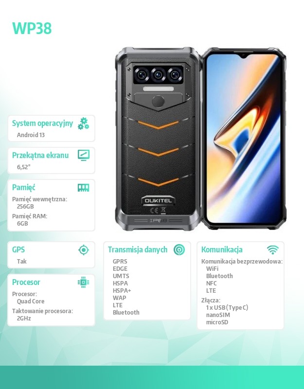 3715f21d92637188b76635bd6bc15d61.jpg Smartfon WP38 6/256GB pomaranczowy