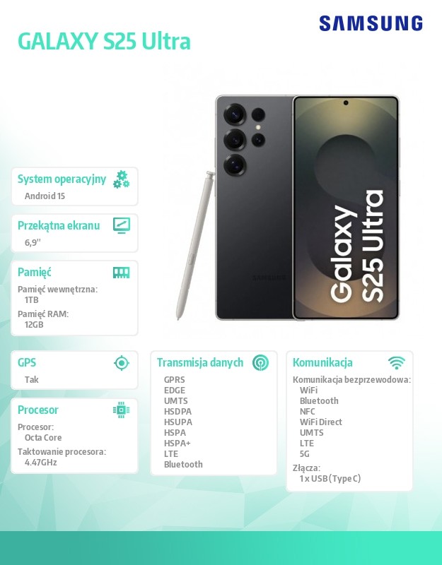 Smartfon GALAXY S25 Ultra DualSIM 5G 12GB/1TB czarny
