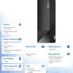 Komputer ThinkCentre Neo 50t G4 TWR 12JB000NPB W11Pro i7-13700/16GB/512GB/INT/DVD/3YRS OS