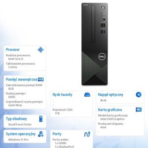 baselinker-1756547291-1.jpg Komputer Vostro 3030 SFF Win11Pro i5-14400/8GB/1TB SSD/Intel UHD 730/WLAN+BT/Kb/Mouse/3YPS