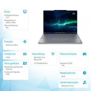 Laptop ThinkBook 13x G4 21KR000MPB W11Pro Ultra 9 185H/32GB/1TB/INT/13.5 2.8K/Luna Grey/3YRS OS