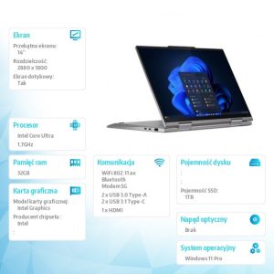 Ultrabook ThinkPad X1 2in1 G9 21KE002WPB W11Pro Ultra 7 155U/32GB/1TB/INT/LTE/14.0 2.8K OLED/Touch/Grey/vPro/3YRS Premier Support Plus + CO2 Offset