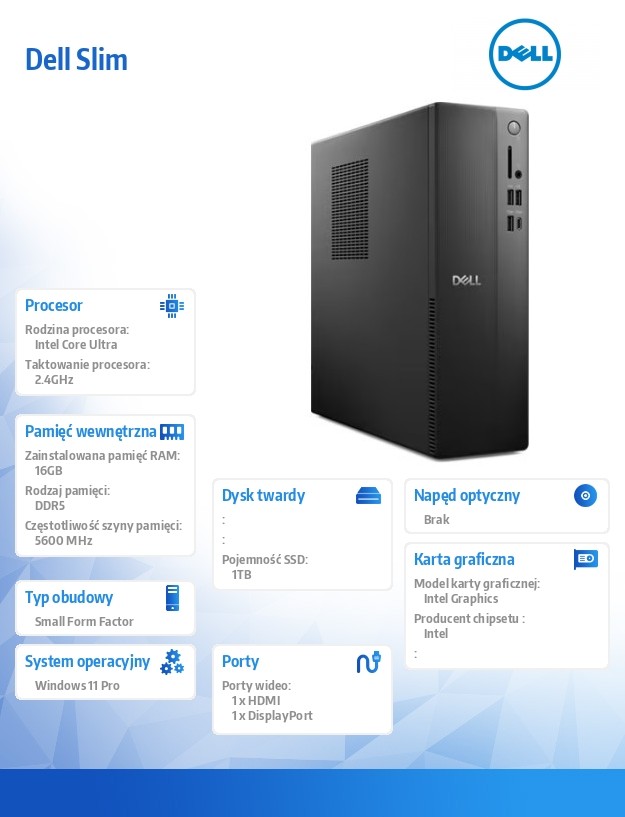 baselinker-1756547593.jpg Komputer Dell Slim ECS1250 Win11Pro Ultra 7 265/16GB/1TB/Intel UHD/WLAN + BT/Kb/Mouse/3YPS