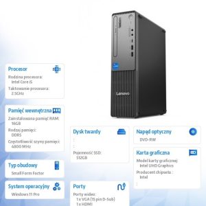 Komputer ThinkCentre Neo 50s G5 SFF 12XD000CPB W11Pro i5-14400/16GB/512GB/INT/DVD/3YRS OS