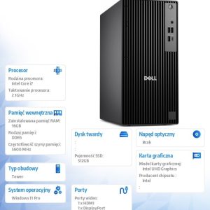 baselinker-1756547712-3.jpg Komputer Dell Pro Tower QCT1250 W11Pro i7-14700/16GB/512GB/Integrated/Kb/Mouse/3YPS