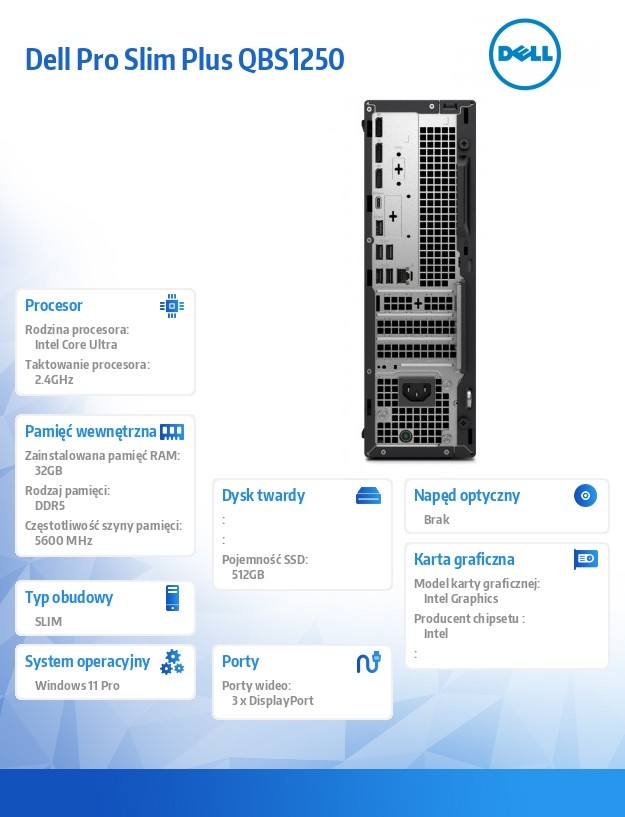 baselinker-1756547746.jpg Komputer Dell Pro Slim Plus QBS1250 W11Pro U7 265/32GB/512GB/Integrated/WLAN + BT/Wireless Kb & Mouse/260W/3YPS
