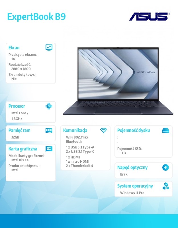 baselinker-1756547751.jpg Notebook ExpertBook B9 B9403CVAR-KM0682X - 7 150U/32GB/1TB/14 cali WQXGA+ OLED/Win 11 PRO/3YRS
