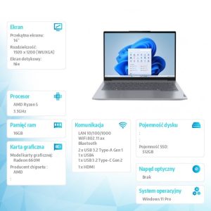 baselinker-1756547766-1.jpg Laptop ThinkBook 14 G7 21MV002XPB W11Pro 7535HS/16GB/512GB/AMD Radeon/14.0 WUXGA/Arctic Grey/3YR OS + CO2 Offset