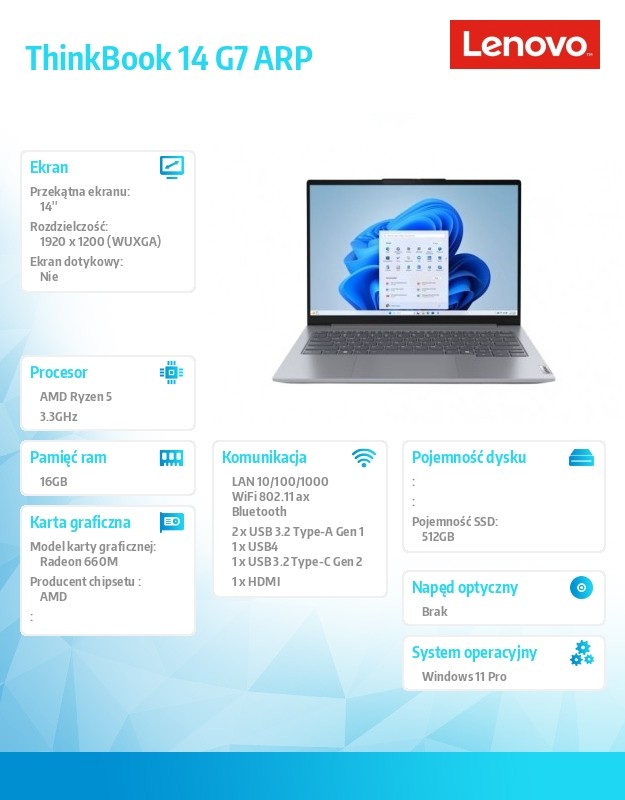 baselinker-1756547766-1.jpg Laptop ThinkBook 14 G7 21MV002XPB W11Pro 7535HS/16GB/512GB/AMD Radeon/14.0 WUXGA/Arctic Grey/3YR OS + CO2 Offset