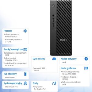 baselinker-1756547898-2.jpg Komputer Dell Pro Max Micro FCM2250 Win 11 Pro Intel U7 265/16GB/512GB/NVIDIA RTX A400/WLAN + BT/Wireless Kb & Mouse/280W/vPro/3Y ProSupport