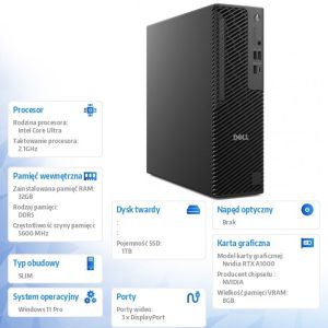 baselinker-1756547902-1.jpg Komputer Dell Pro Max Slim FCS1250 Win11Pro U7 265U/32GB/1TB SSD/NVIDIA RTX A1000 8GB/Wireless Kb & Mouse/360W/vPro/3Y ProSupport
