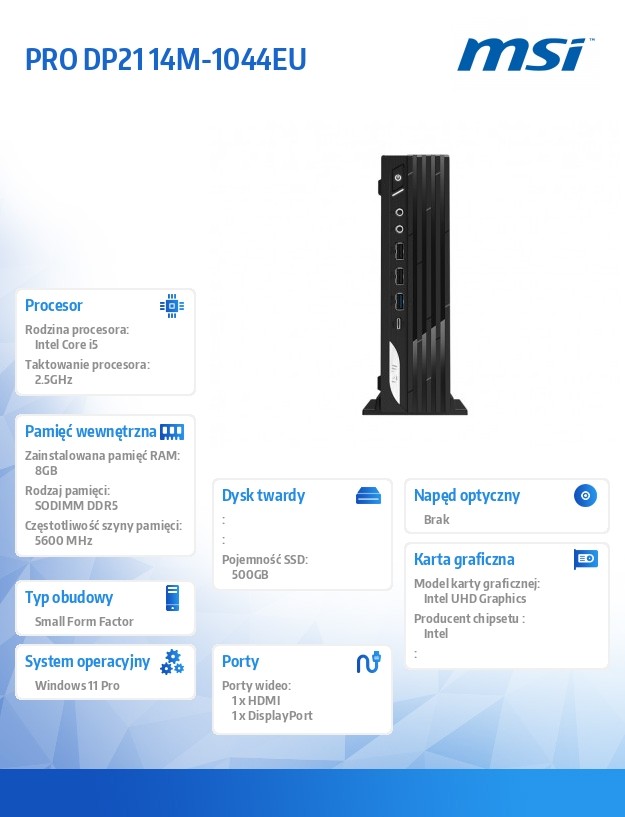 Komputer PRO DP21 14M-1044EU WIN11PRO/IC5-14400/8GB/500GB/WiFi/BLACK